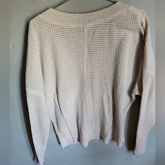 KLd Women's Waffle Knit Pullover Autumn Sweater Size S Cream/Ivory Used - Picture 3 of 7